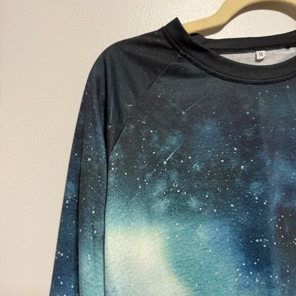 Galaxy Forest Long-Sleeve Shirt M Polyester & Spandex Space Print - Picture 2 of 6